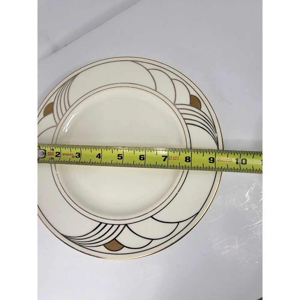 Lenox Golden Sand Dune Salad Plates Set of 4 Ivory Gold Art Deco 8.25 inch USA